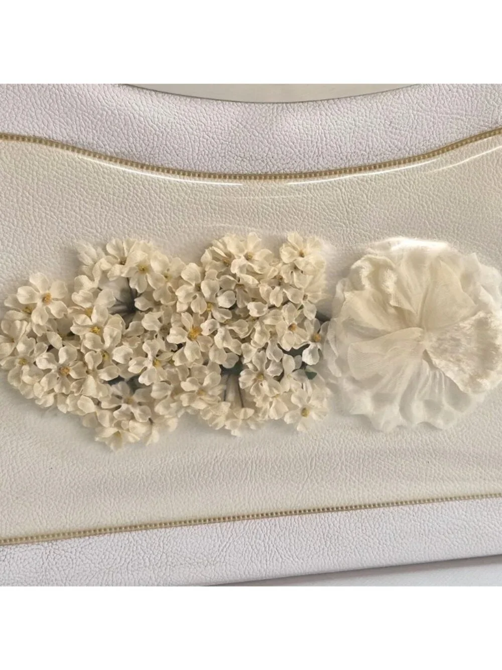 Vintage Vinyl Coated Fabric Flowers Handbag Top Handle Bloom Gold Trim Kiss Lock - Picture 2 of 16